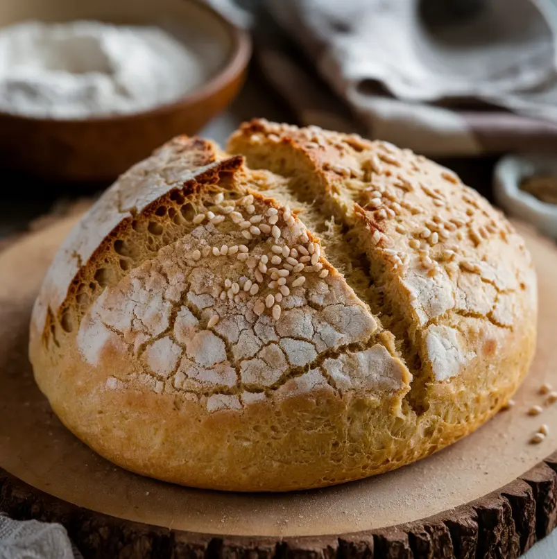 A freshly baked gluten-free Irish soda bread loaf with a golden-brown crust, perfect for St. Patrick’s Day celebrations.