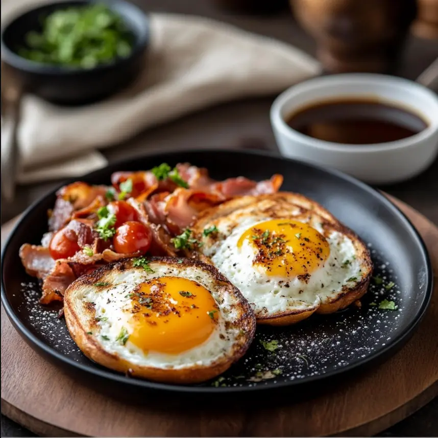 Full English Breakfast served with eggs, sausages, and toast.